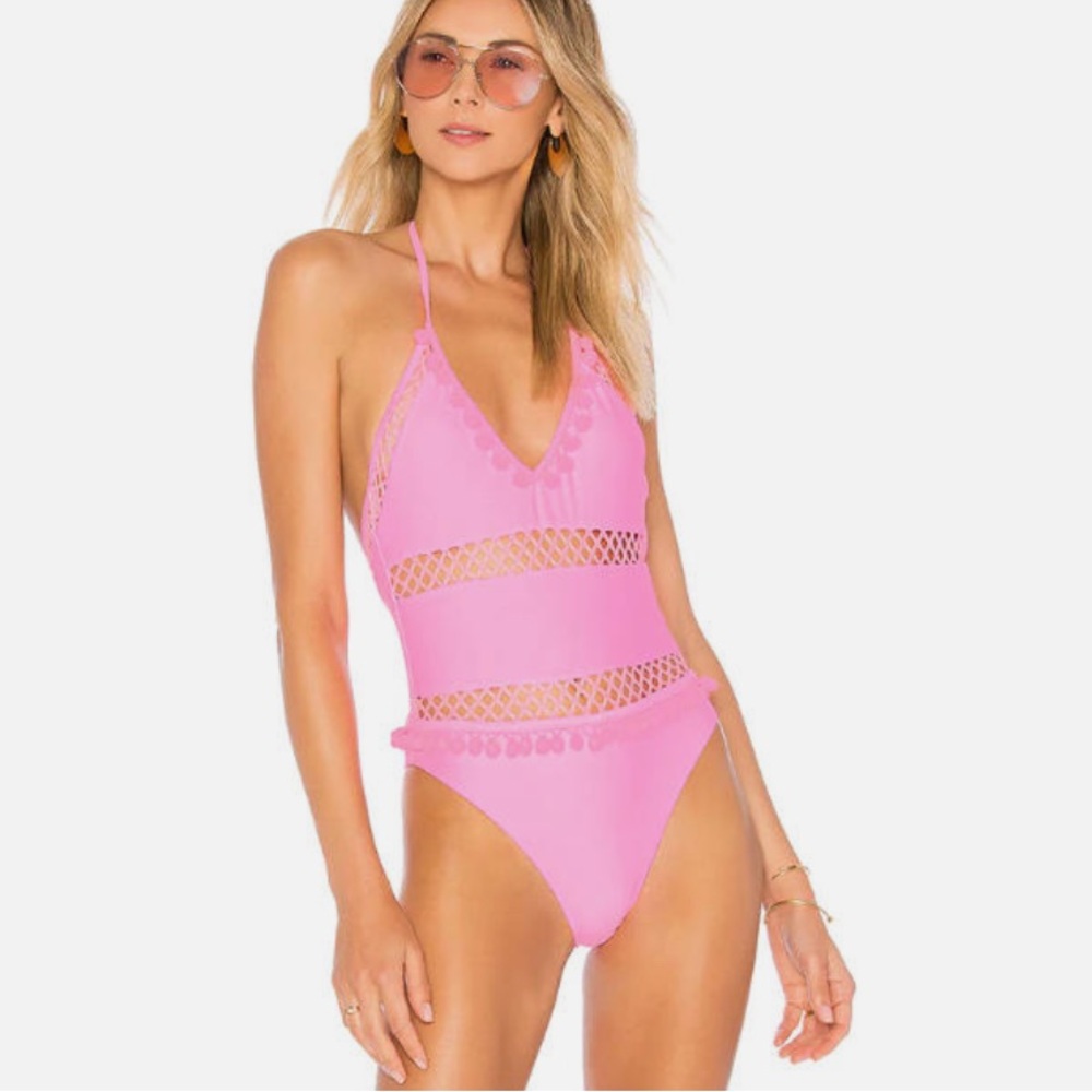 TULAROSA Hot Pink Pom Pom One Piece